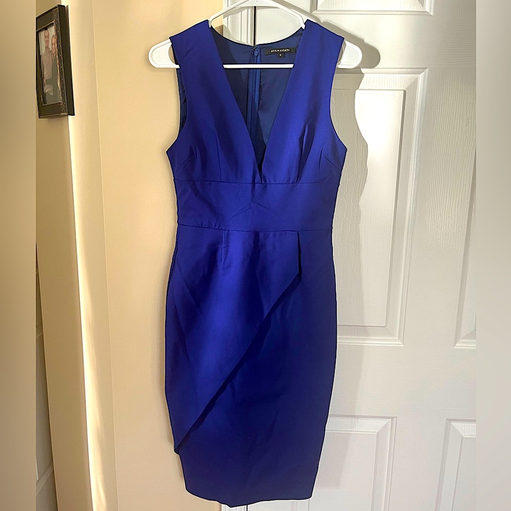Ava & Aiden Sleeveless Ponte Lapel Dress | Size 0 | Estate Blue (Never Worn)